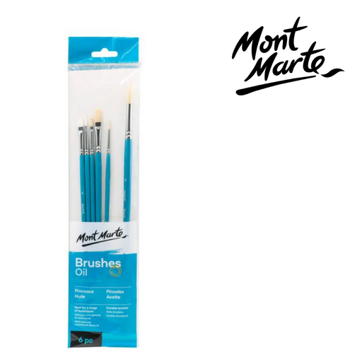 MM Gallery Series Brush Set Oils 6pce—assorted oil painting brushes for blending, layering, and detailed work on canvas.