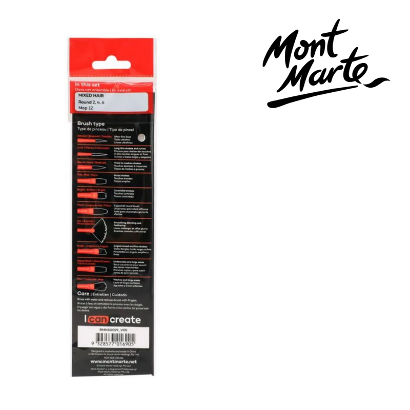 MM Gallery Series Watercolour Brush Set 4pc for washes, blending and detailed painting