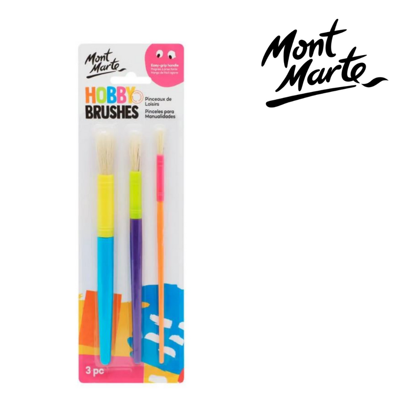MM Hobby Brushes 3pc paint brush set for acrylic and watercolour painting