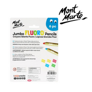 MM Jumbo Fluoro Pencils with Sharpener 6pc – neon jumbo coloured pencils set for kids colouring and school art – thumbnail