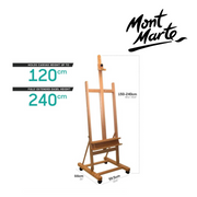 MM large studio easel with castors beech wood wooden easel on wheels for canvas painting – thumbnail