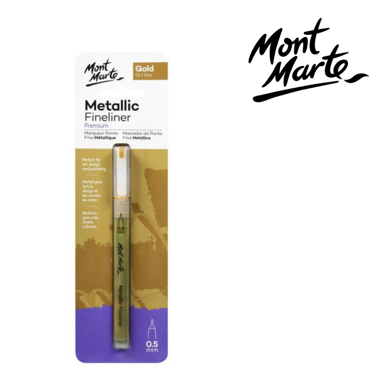 MM Metallic Marker Fine Liner Gold with fine tip for detailed metallic gold lettering, outlining, and craft highlights.