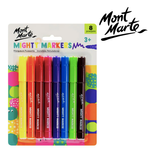 MM Mighty Markers 8pc set of assorted coloured markers for drawing and school projects