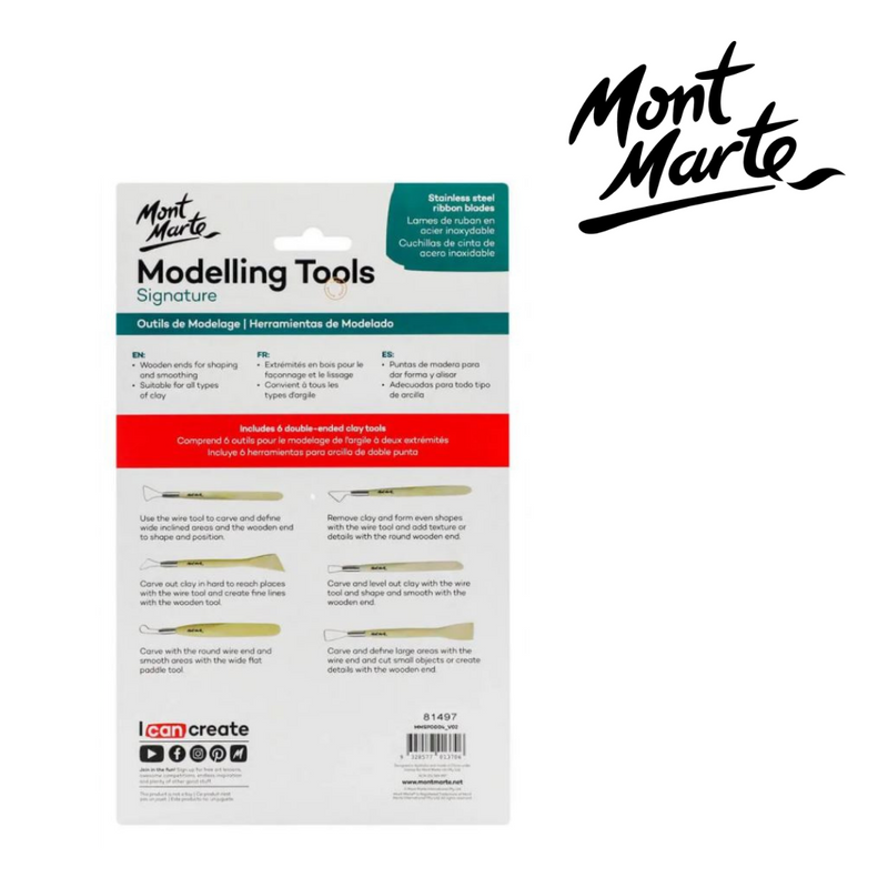 MM Modelling Tools 6pc clay sculpting and shaping tool set for polymer clay and air-dry clay, ideal for carving, smoothing and adding texture