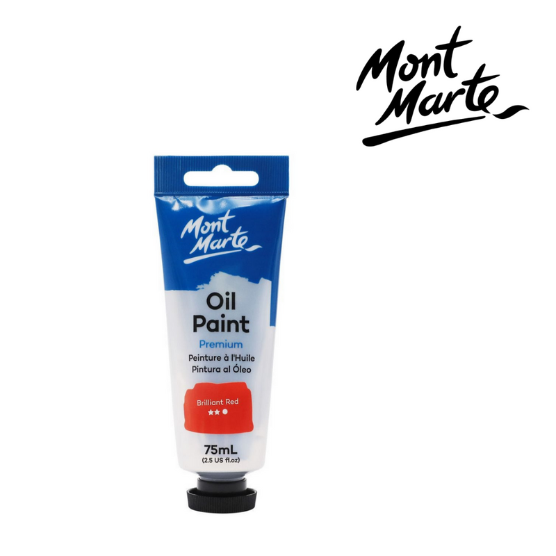 MM Oil Paint 75ml in Brilliant Red for oil painting, colour mixing, blending, and layering on canvas.