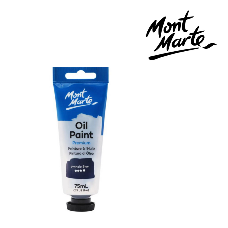 MM Oil Paint 75ml Phthalo Blue tube intense cool blue oil colour for skies, oceans and glazing
