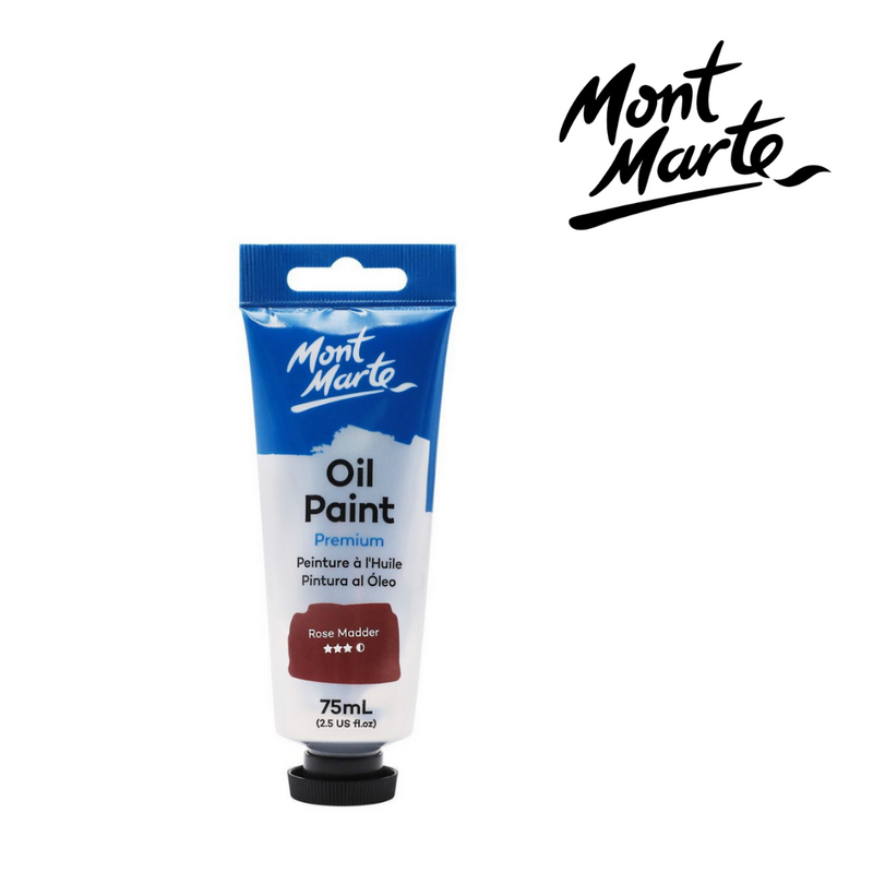 MM Oil Paint 75ml tube in Rose Madder rosy pink-red colour.