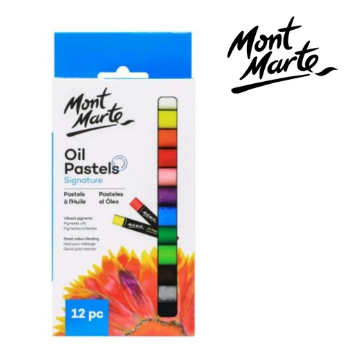 MM Oil Pastels 12pc set of colourful blendable pastel crayons for drawing and colouring