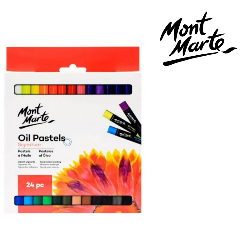 MM Oil Pastels 24pc set with assorted colours for blending, shading and school art projects