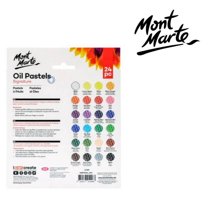 MM Oil Pastels 24pc set with assorted colours for blending, shading and school art projects