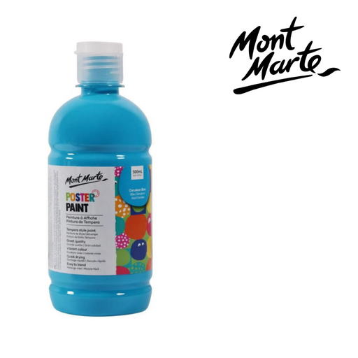 MM Poster Paint 500ml Cerulean Blue – large bottle of bright cerulean blue poster paint for school posters, classroom displays and craft projects
