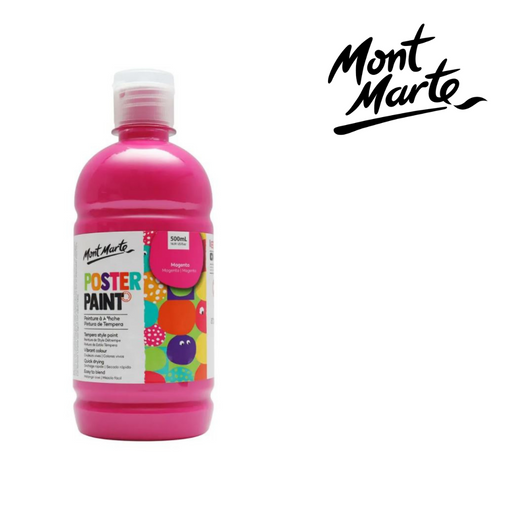 MM Poster Paint 500ml Magenta – large bottle of bright magenta poster paint for school and craft projects