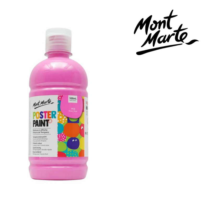 MM Poster Paint 500ml Pink bottle for school art, posters, classroom projects and craft painting