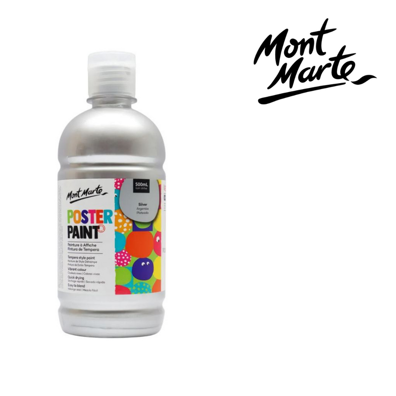 MM Poster Paint 500ml bottle in Silver metallic colour.