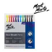 MM Real Brush Pens 12pc set – twelve coloured brush pens with flexible tips for calligraphy, hand lettering, journaling, colouring and illustration – thumbnail