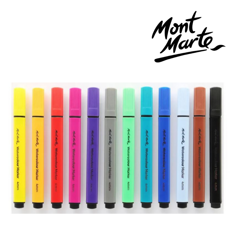 MM Watercolour Markers 12pc Tri Grip set of colourful markers for blending and watercolour wash effects