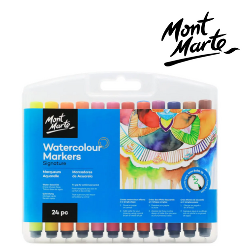 MM Watercolour Markers 24pc tri grip set in case for blending and watercolour effects