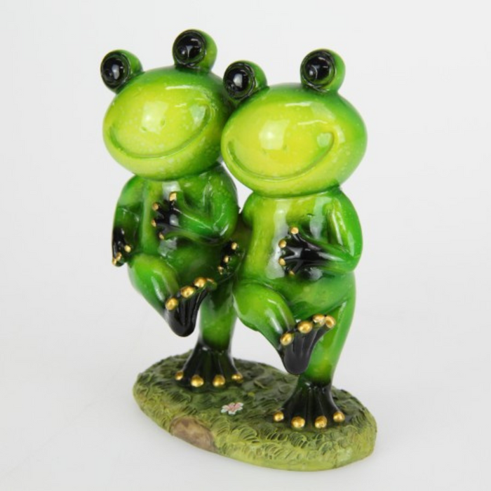 Ronis Marble Green Dancing Duo Frogs 13cm