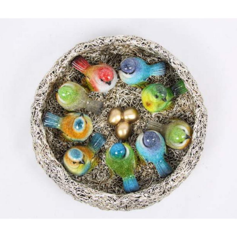 Ronis Marble Birds in Display Nest 5cm Assorted