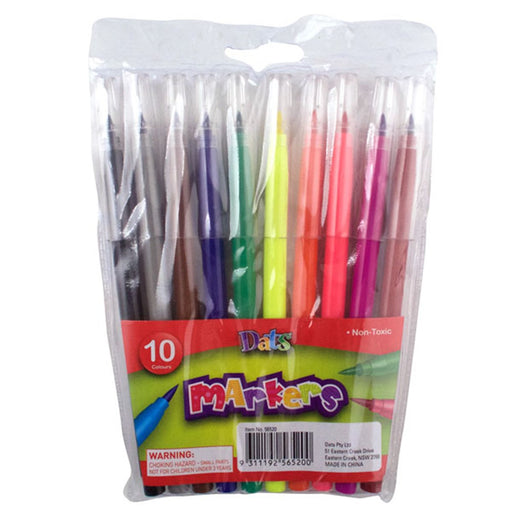 Coloured brush tip markers 10 pack assorted colours for lettering journaling and art projects