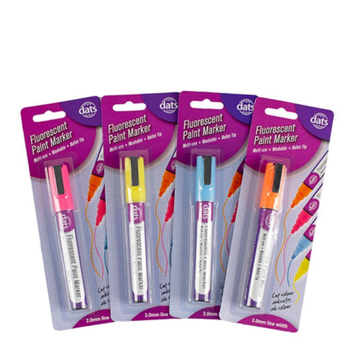 Multi use fluorescent paint markers 4 pack assorted colours for crafts signage and DIY projects
