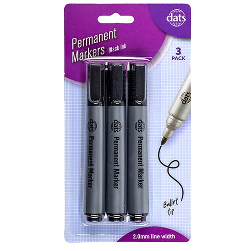 Permanent markers 3 pack black ink for bold labelling on boxes folders and storage