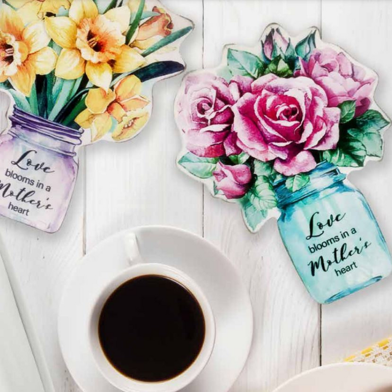 Ronis Mason Jar Flower Bouquet Wooden Table Deco Signs Assorted