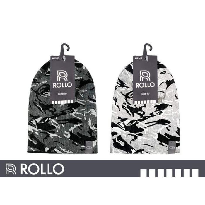 Ronis Mens Camo Long Line Beanie 2 Asstd