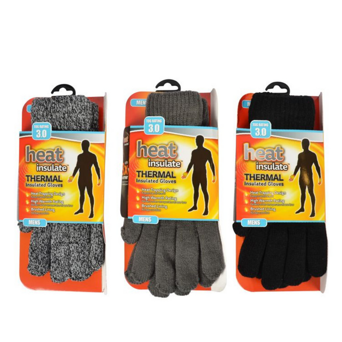 Ronis Mens Heat Insulate Thermal Gloves 3 Asstd