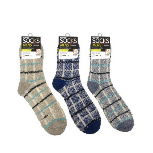 Ronis Mens Microfiber Socks Chequer 3 Asstd