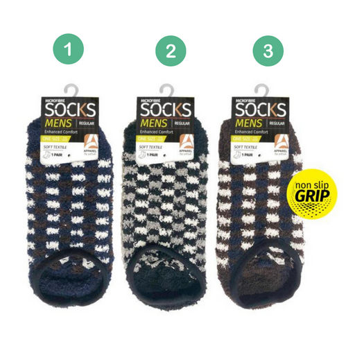 Ronis Mens Microfiber Socks Low Cut Antislip 3 Asstd