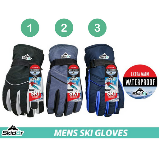 Ronis Mens Ski Gloves Water Resistant 3 Asstd