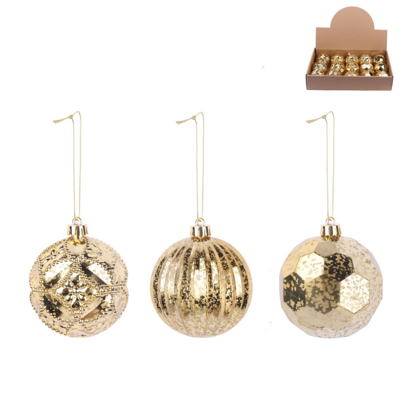 Mercury Finish Gold Baubles 8cm