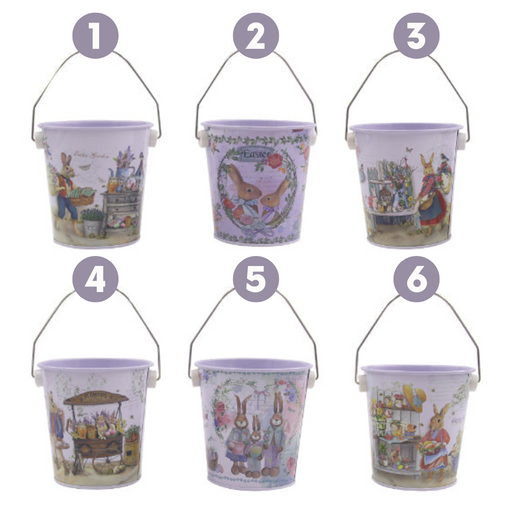Ronis Metal Easter Pail with Decal 10x7.5cm 6 Asstd