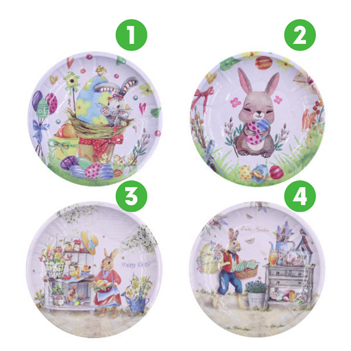 Ronis Metal Easter Plate with Decal 19cm 4 Asstd