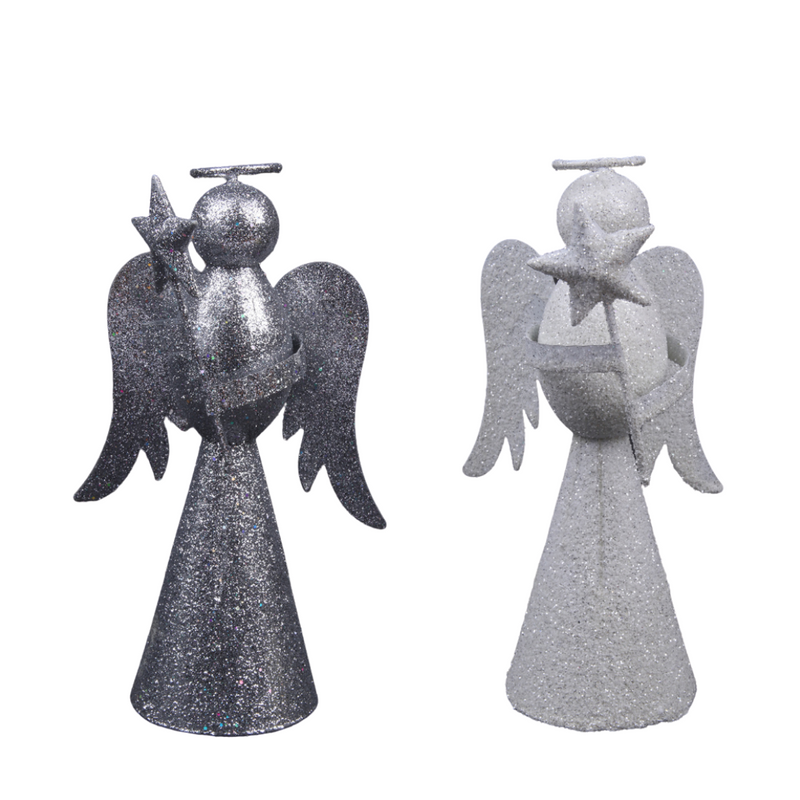 Ronis Metal Angel 12x7x19cm Silver White Assorted