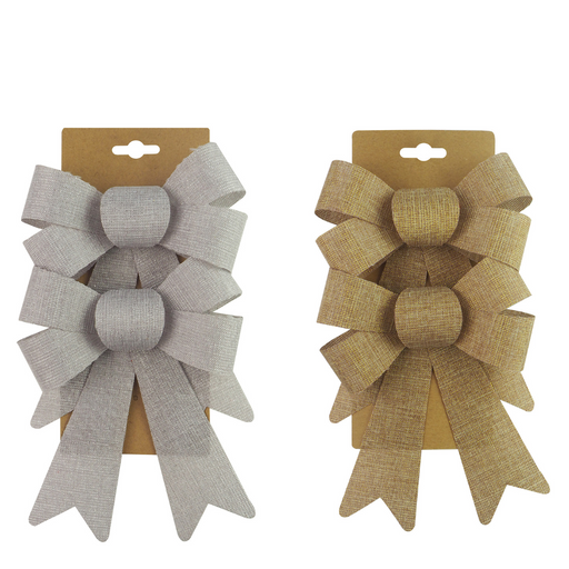 Ronis Metallic Woven Bow 15X17cm 2pc 2 Asstd