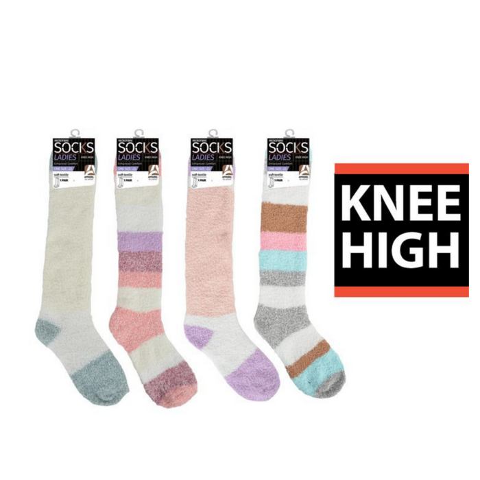 Ronis Microfiber Ladies Pastel Knee Socks 4 Asstd