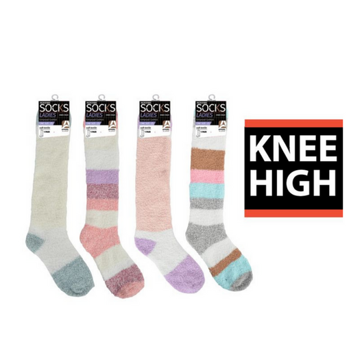 Ronis Microfiber Ladies Pastel Knee Socks 4 Asstd