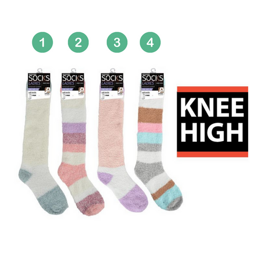 Ronis Microfiber Ladies Pastel Knee Socks 4 Asstd