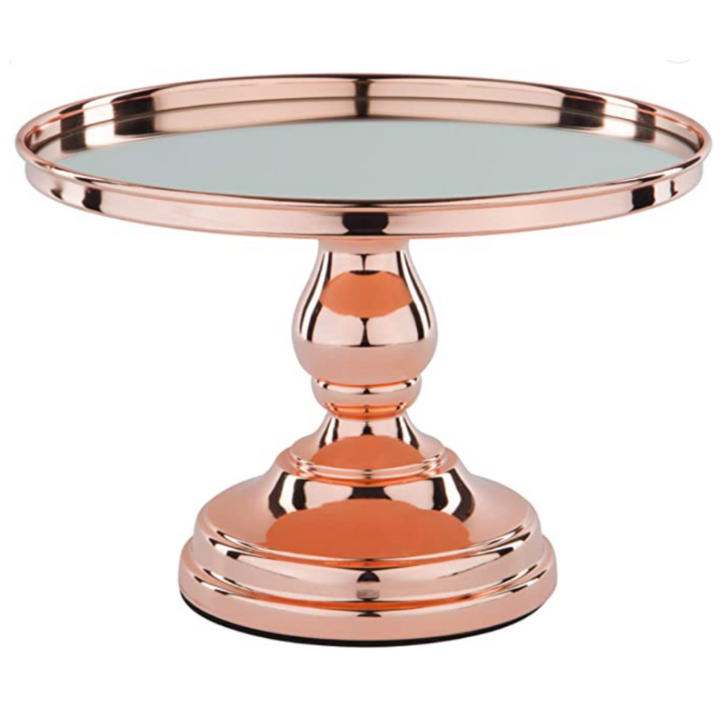 Ronis Mirror-Top Cake Stand Rose Gold Plated 30cm