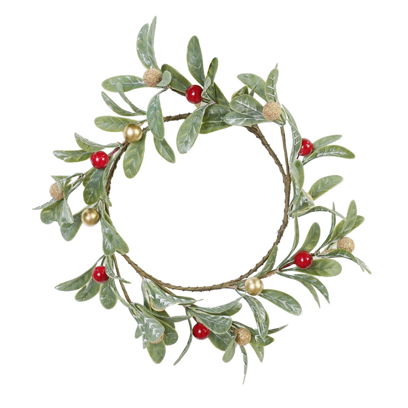 Ronis Mistletoe Wreath 2 Tone Berries 21cm