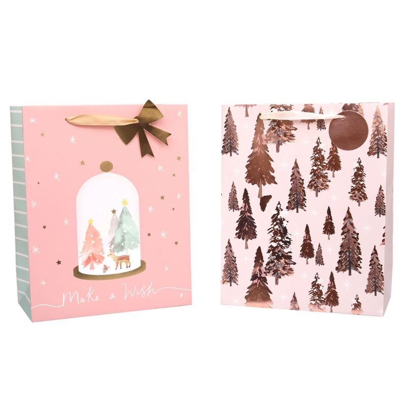 Ronis Modern Hot Stamping Gift Bag Pink Large 2pk