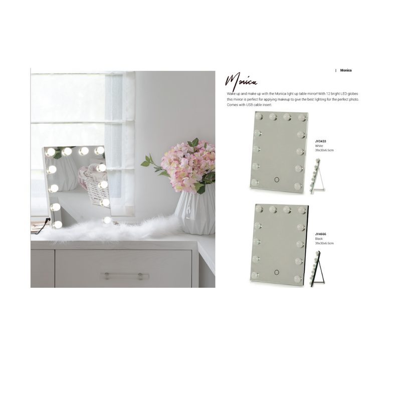 Ronis Monica White Light Up Table Mirror With USB Cable 39x30x6.5cm