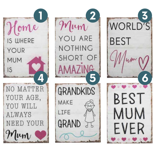 Ronis Mothers Day Signs 15x20x3cm 6 Asstd