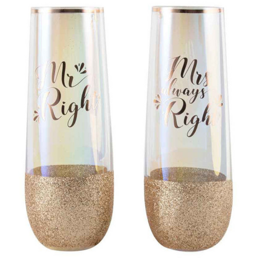 Ronis Mr Right Always Right Stemless Champagne Wine Glass Set of 2 16cm 180ml
