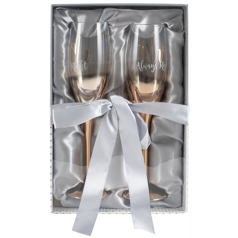 Ronis Mr and Mrs Wine Glass Set Rose Gold Ombre 150ml