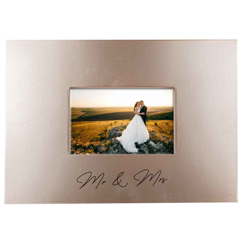 Mr & Mrs signature photo frame with marker rose gold wedding keepsake frame