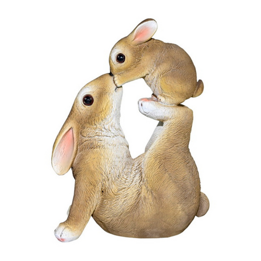 Ronis Mum and Baby Kissing Bunny Rabbits 27cm