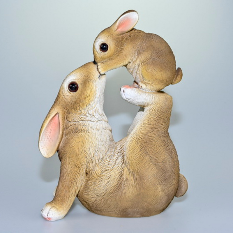 Ronis Mum and Baby Kissing Bunny Rabbits 27cm